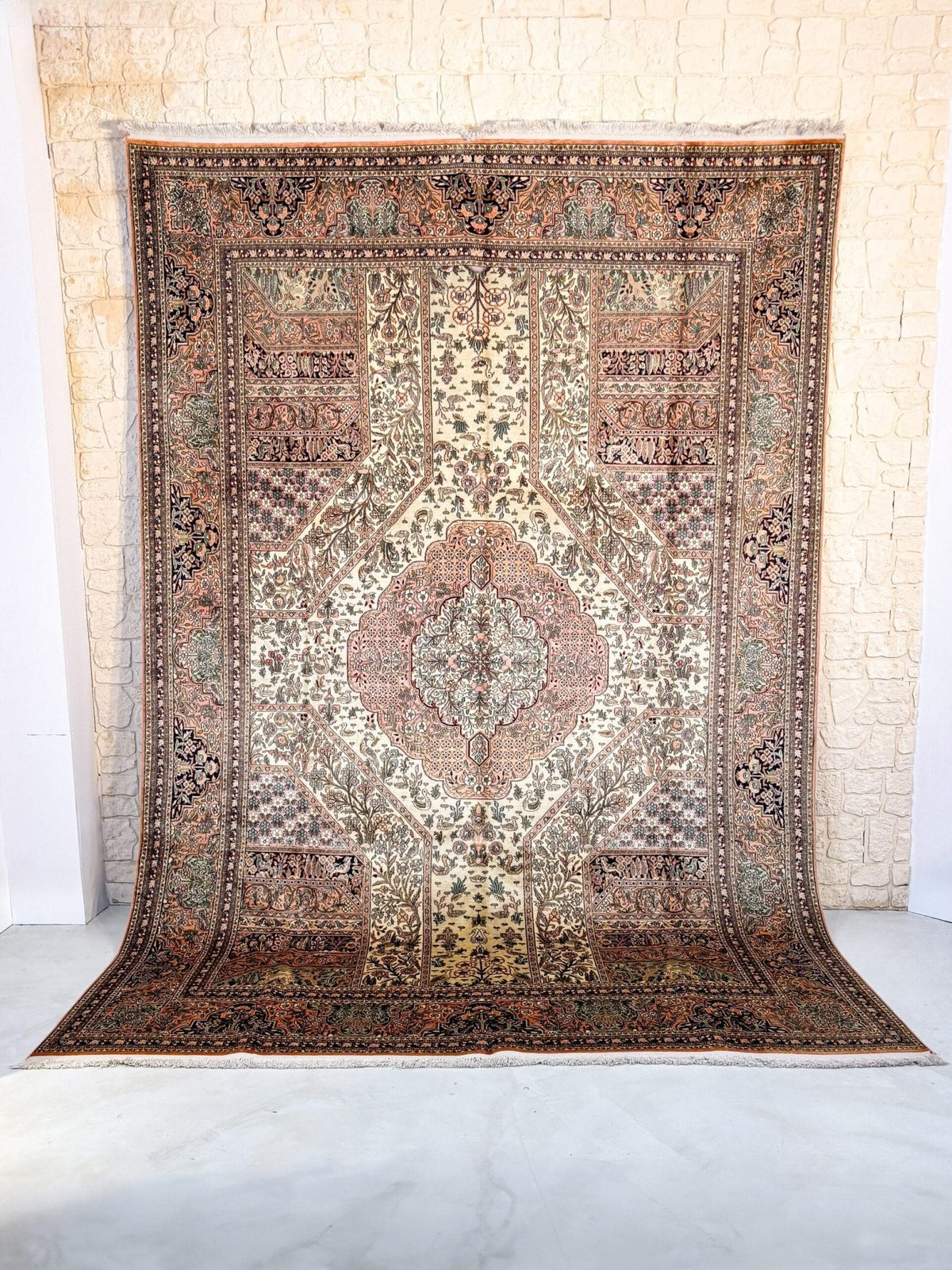 Tapis Cachemire Soie Fait Main 353x241cm - Baba Rug