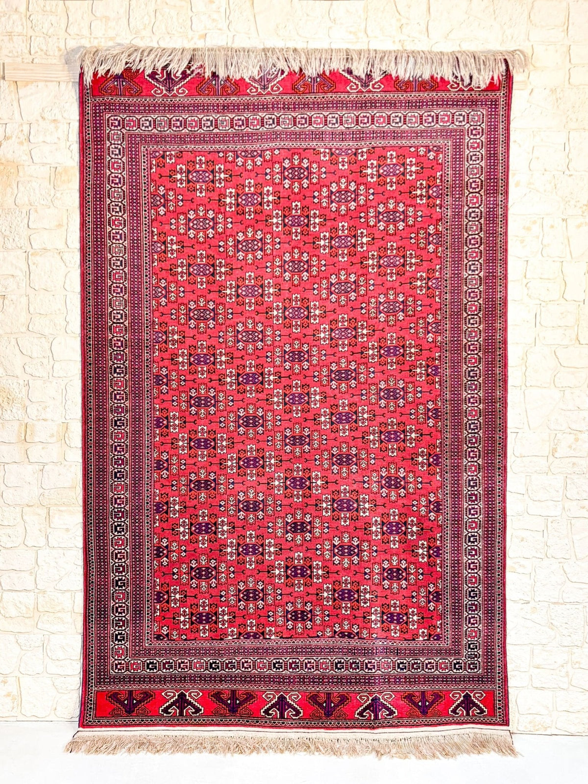 Tapis Yomut Russe 260x165cm fait main avec motifs traditionnels