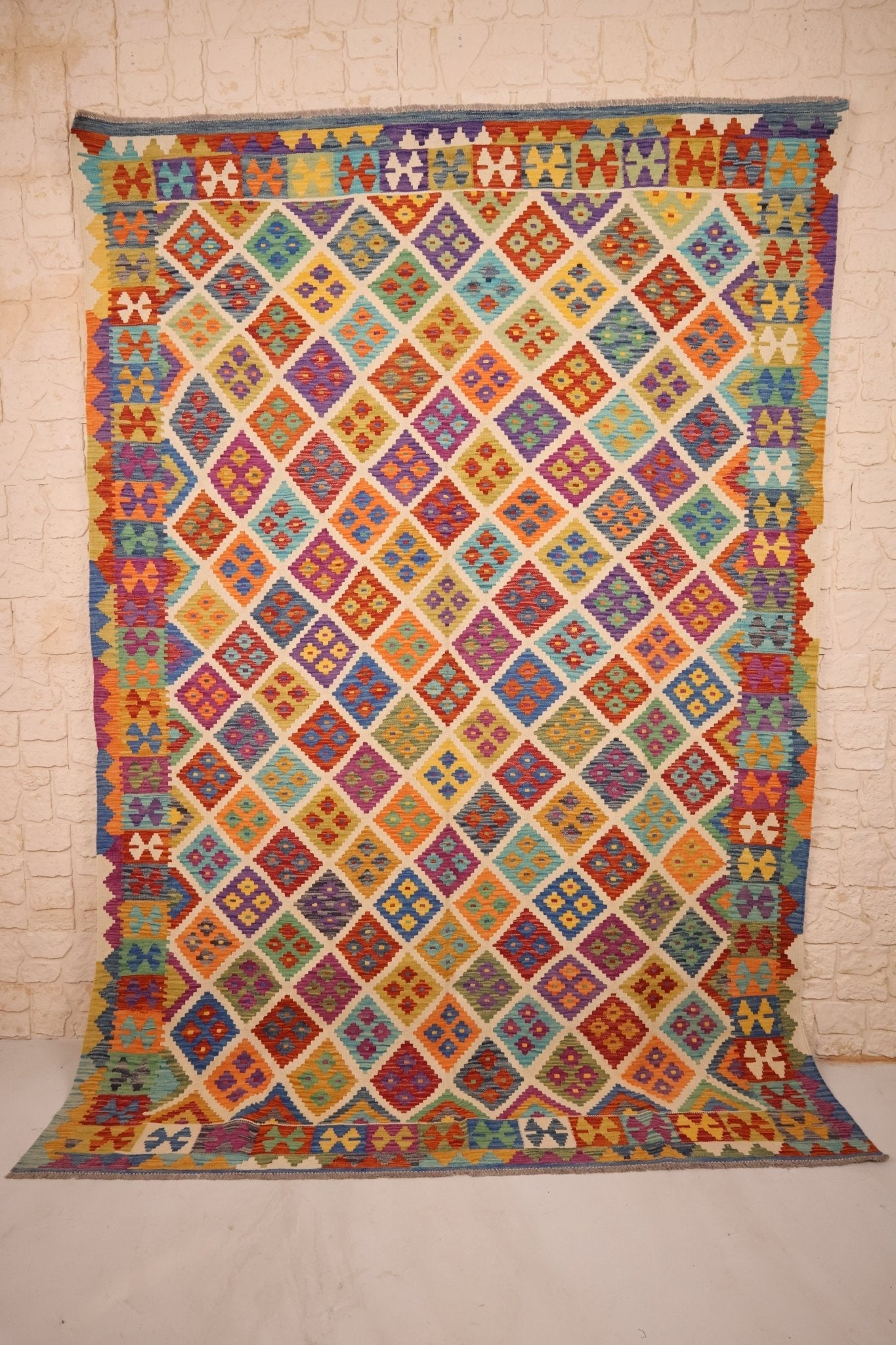 Tapis kilim fait main - Afghan - 296x206cm - Laine - Baba Rug