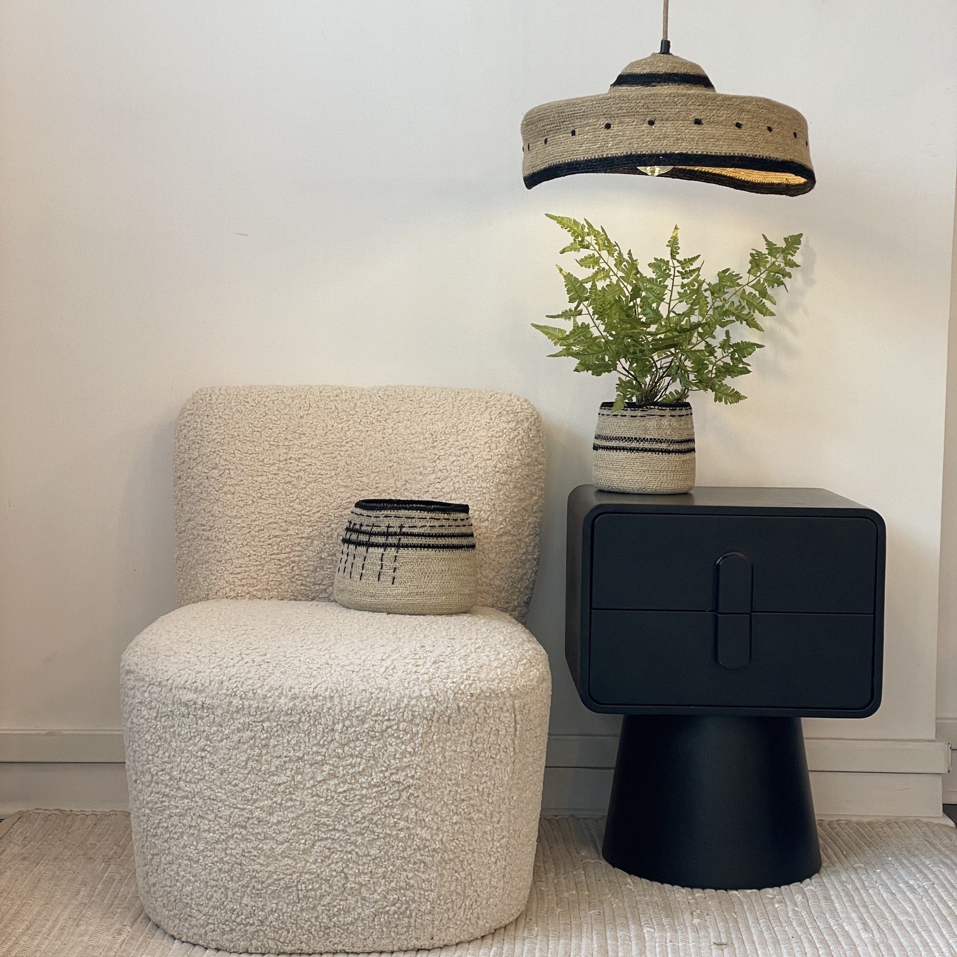 Fauteuil Eve tissu bouclette naturel