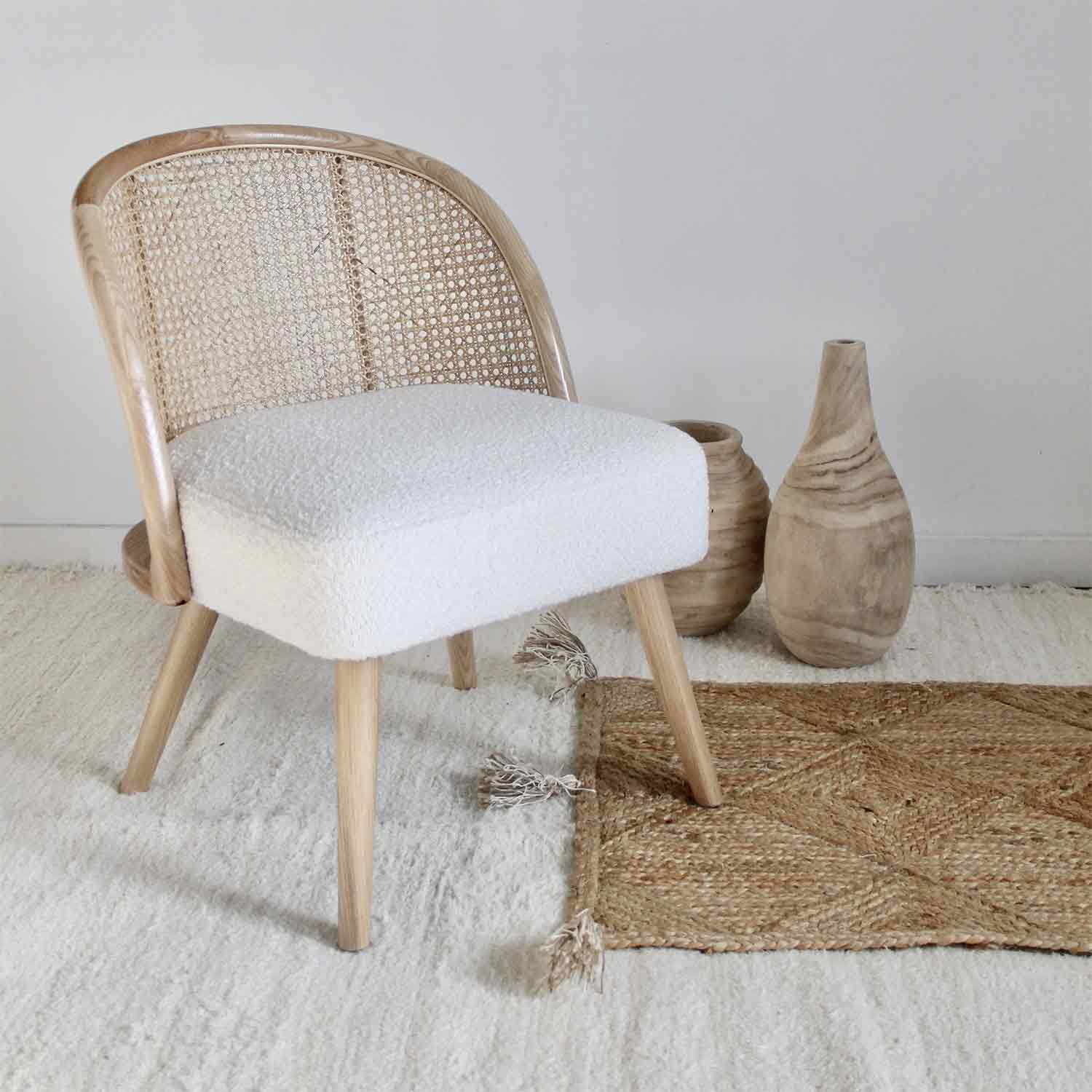 Fauteuil Sharing bouclé L54 P60 H70c