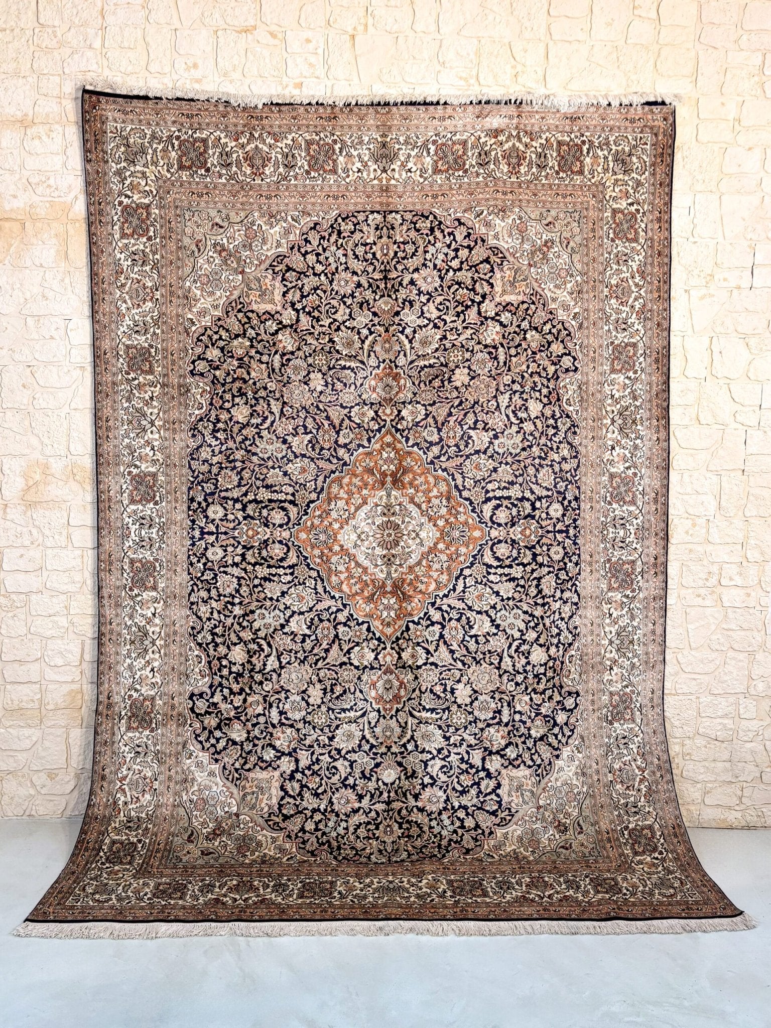 Tapis Cachemire Soie Fait Main 315x215cm - Baba Rug
