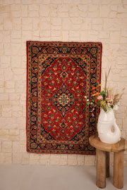 Tapis Kashan Iran Laine Nouée Main 143x102cm - Baba Rug