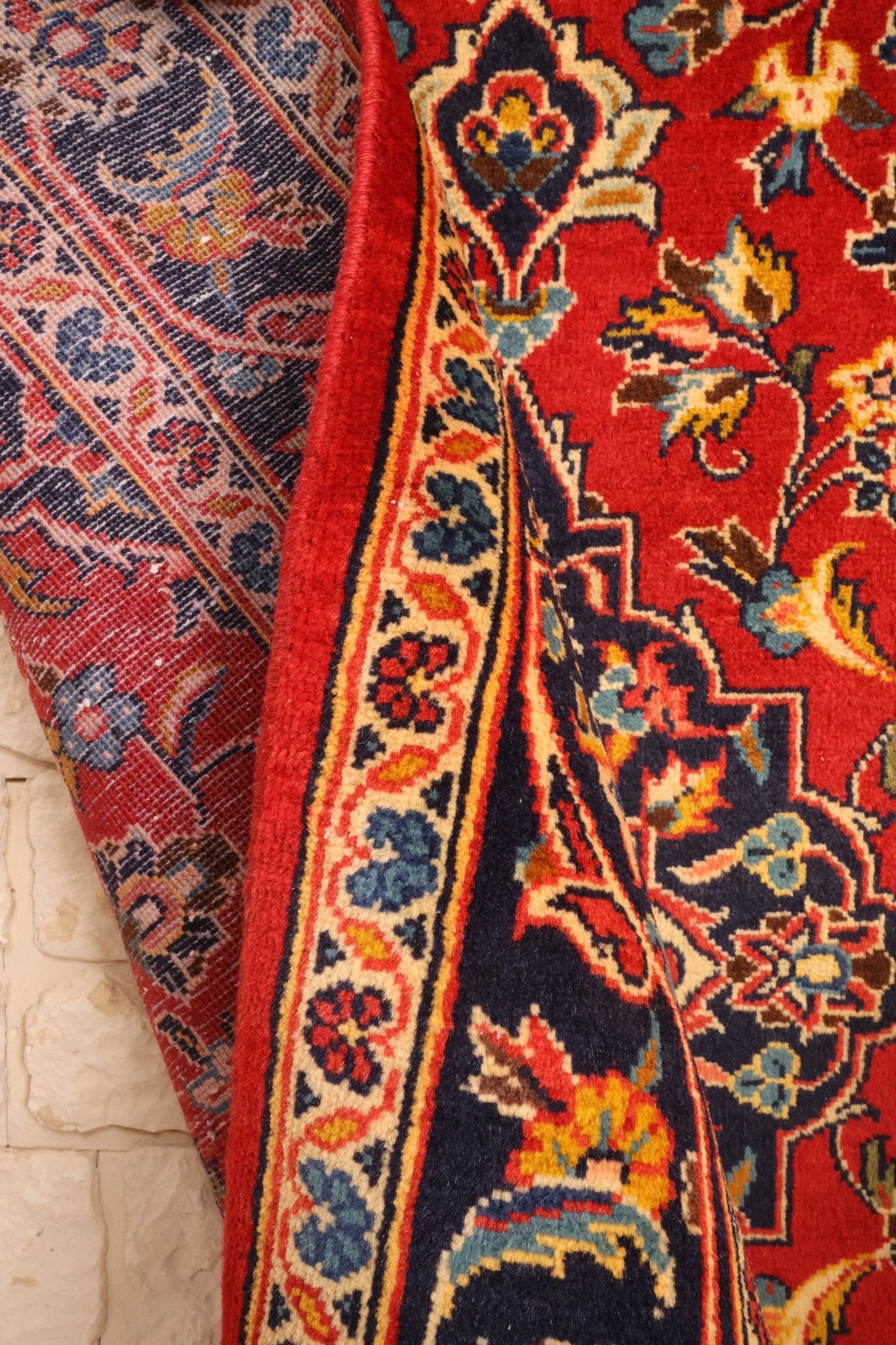 Tapis Kashan Iran Laine Nouée Main 143x102cm - Baba Rug