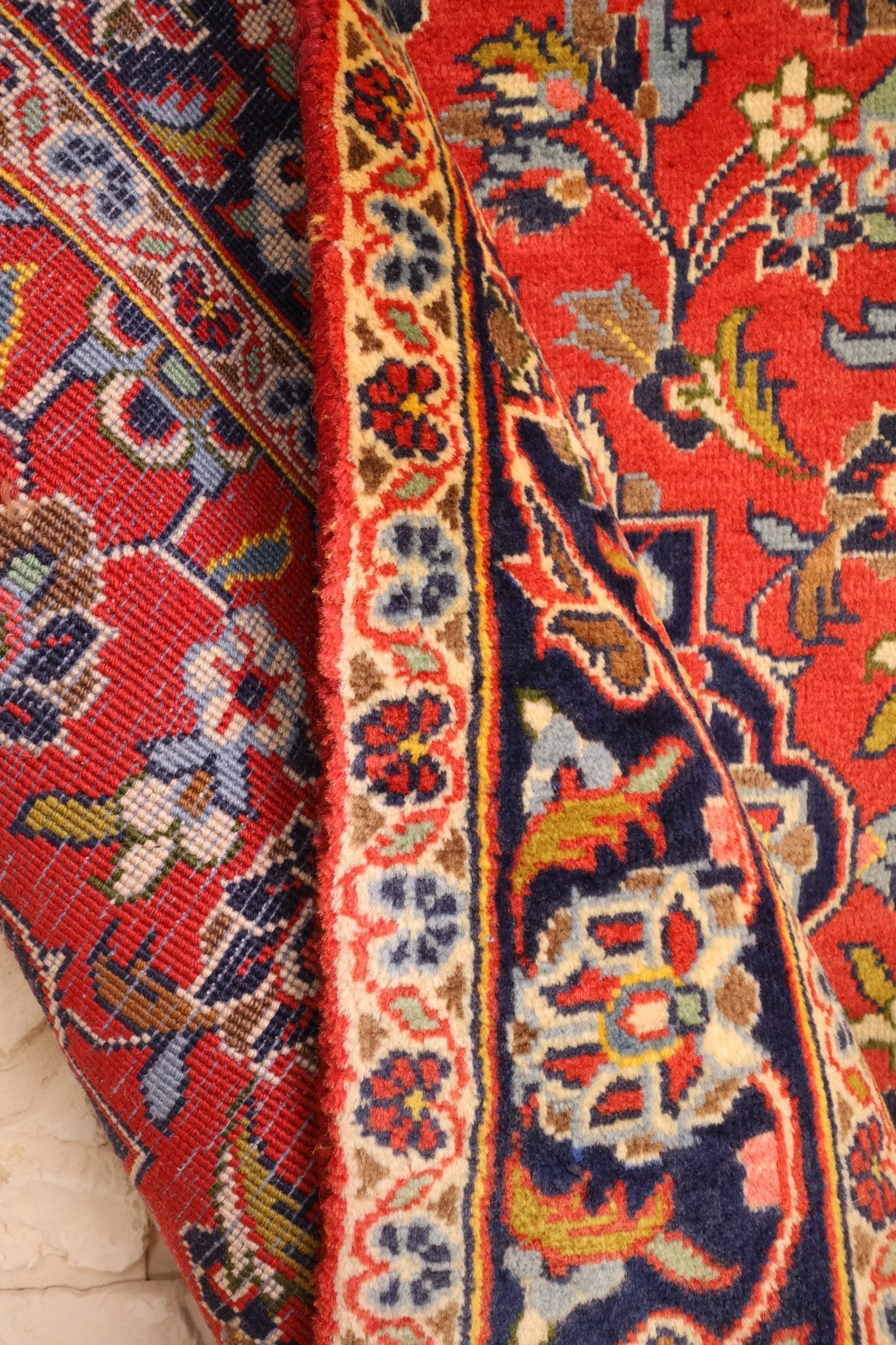Tapis Kashan Iran Laine Nouée Main 143x95cm - Baba Rug