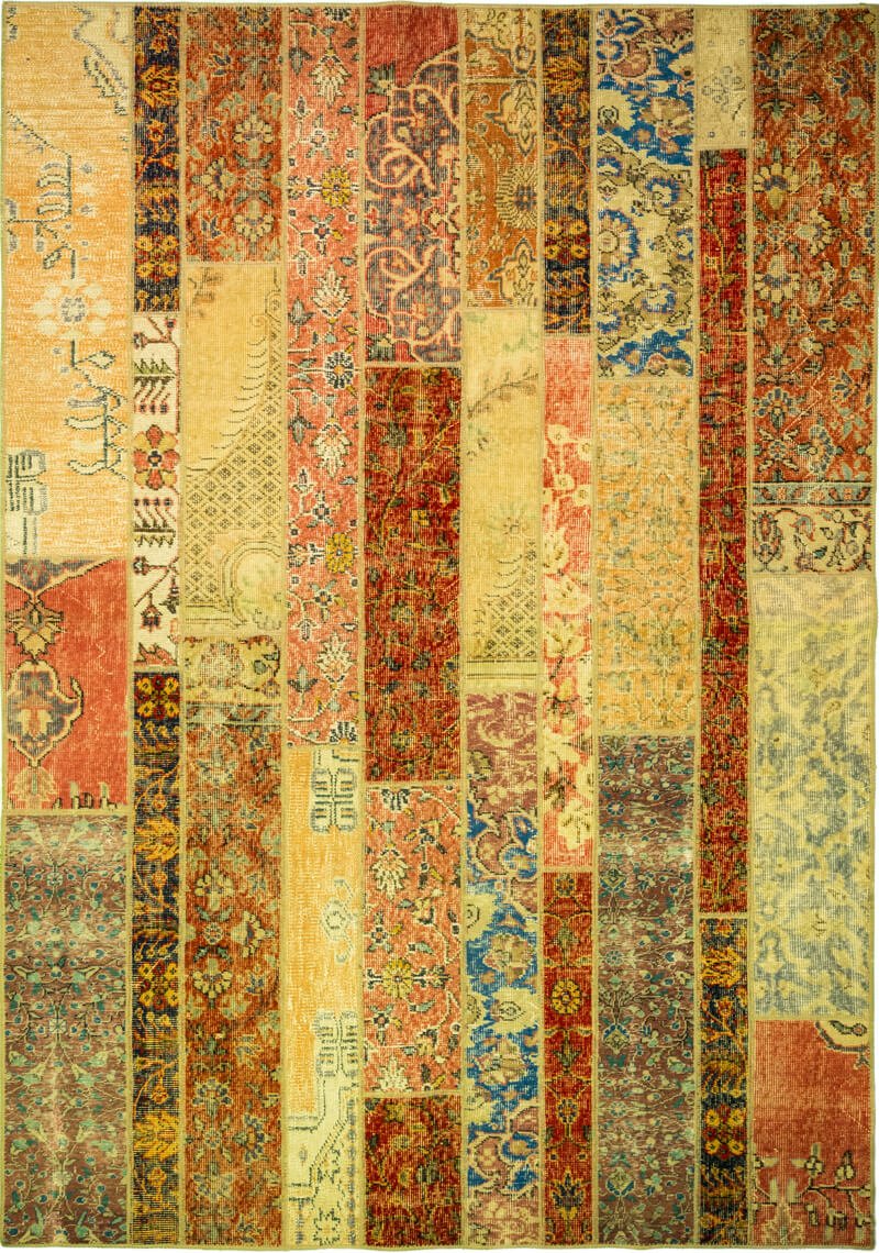 Tapis en patchwork jaune 240x170 - Baba Rug