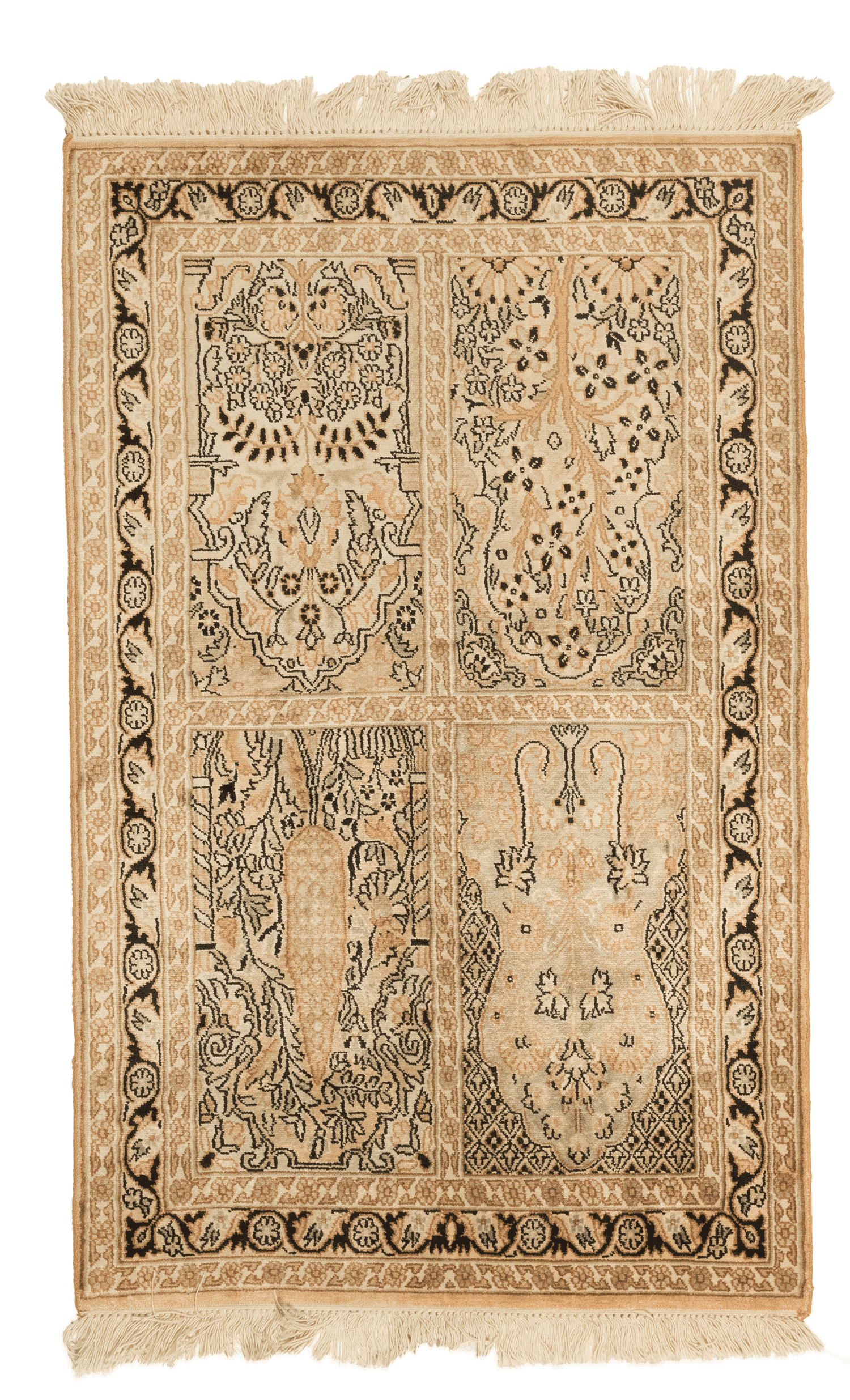 Tapis Cachemire fait main 120x76 cm, soie au motifs artisanaux pour décoration intérieure
