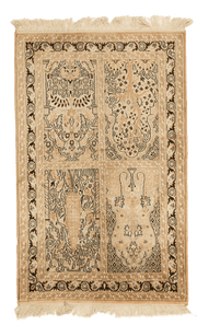 Tapis Cachemire fait main 120x76 cm, soie au motifs artisanaux pour décoration intérieure
