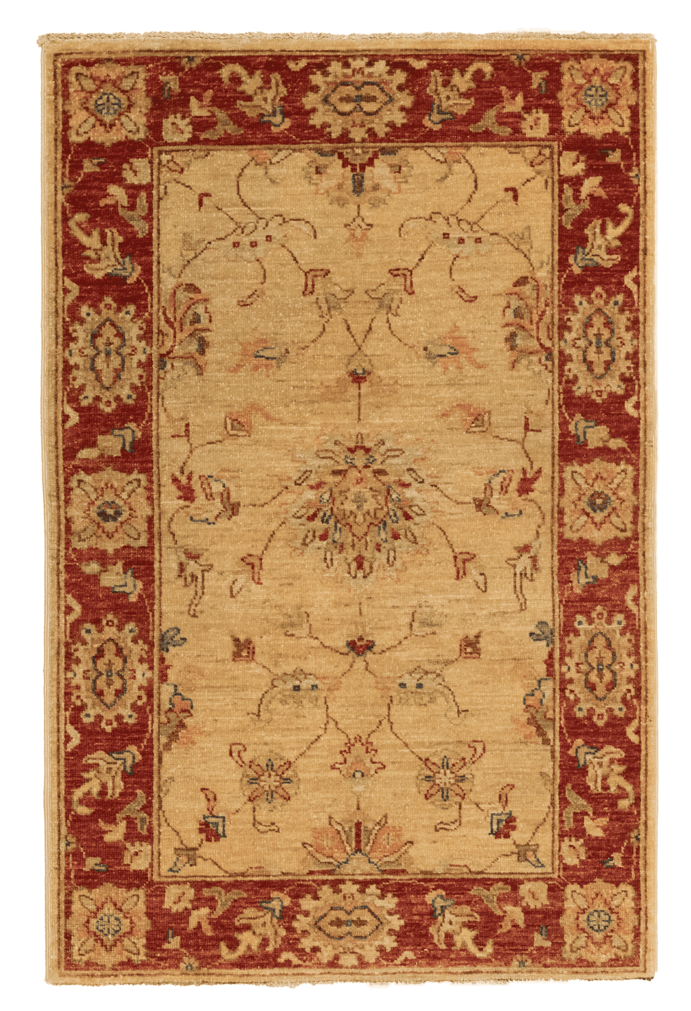 Tapis Chobie fait main du Pakistan 125x80 cm, laine naturelle et motifs traditionnels pour décoration intérieure
