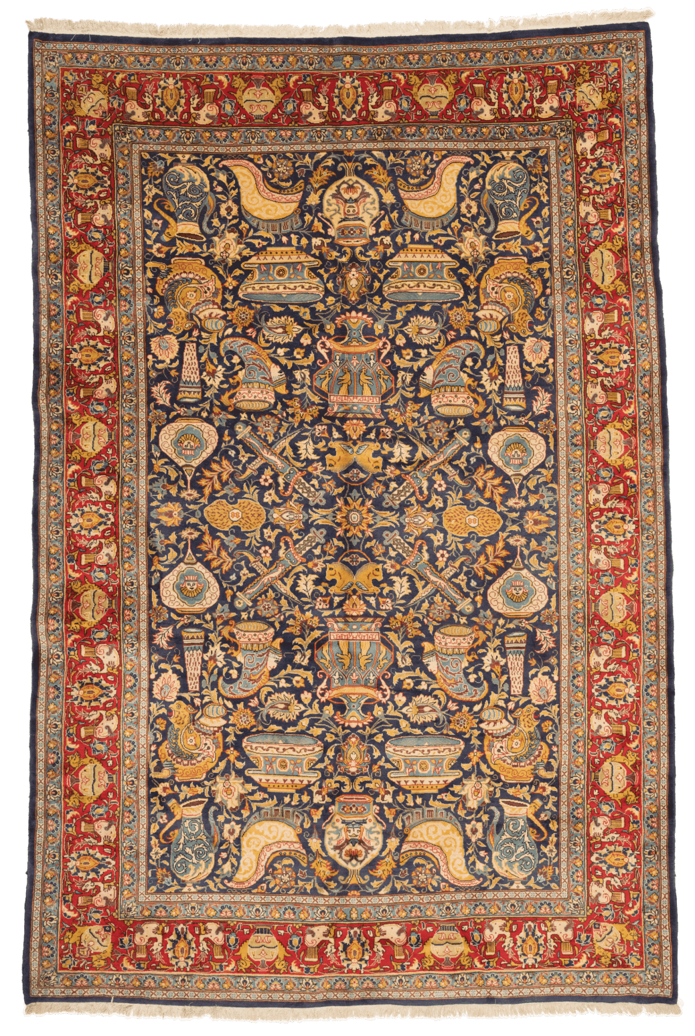Tapis persan Sarough fait main 330x220 cm, tapis traditionnel en laine pour salon ou décoration intérieure
