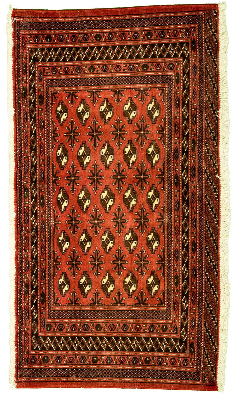 Tapis Turkaman Iran 130x82cm fait main avec motifs persans traditionnels

