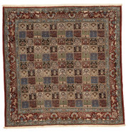 Tapis Moud persan carré 250x250 cm motif quatre saisons noué main laine Iran