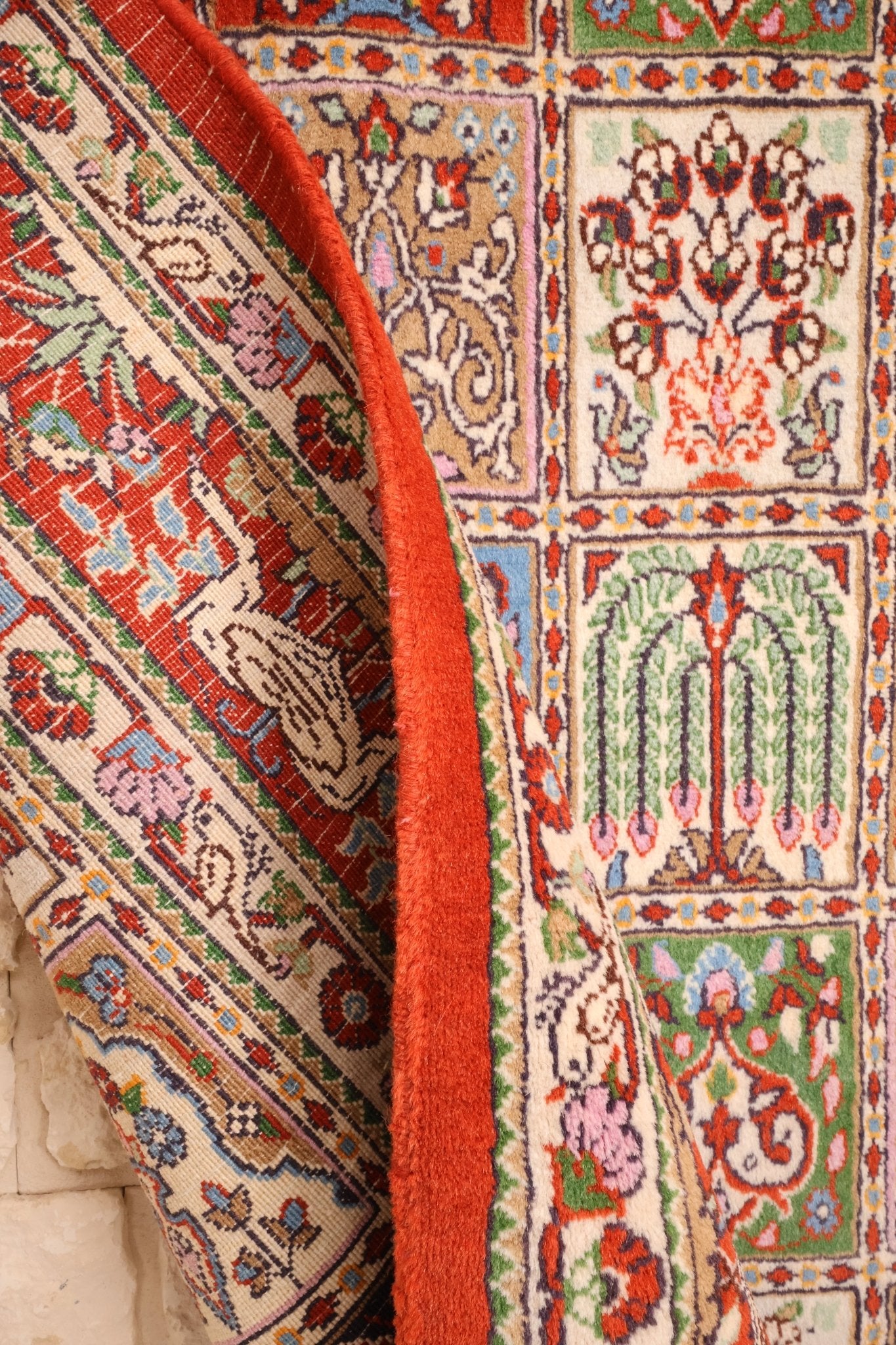 Densité et texture d’un tapis Moud 145 x 100 cm en laine artisanale iranienne