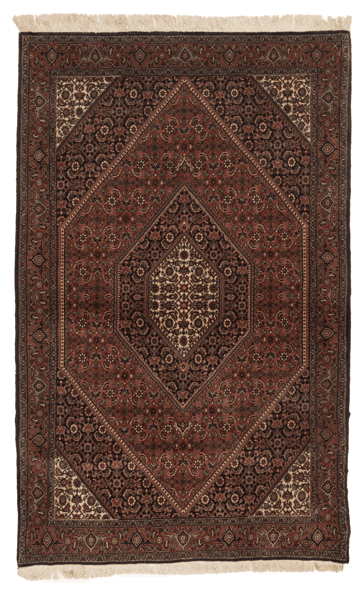 Tapis persan Bidjar fait main 178x112 cm, laine naturelle dense et motifs traditionnels pour décoration intérieure. Baba Rug, Paris 12
