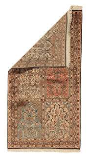 Tapis Cachemire en soie fait main d’Inde 151x79 cm, motifs raffinés et finition délicate pour décoration intérieure. Baba Rug, Paris 12
