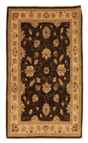 Tapis Chobie marron fait main 167x98 cm, tissage artisanal en laine naturelle. Baba Rug, Paris 12
