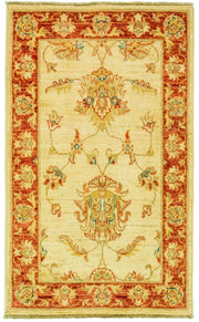 Tapis Ziegler fait main 100x60 cm, laine naturelle et motifs élégants pour décoration intérieure
