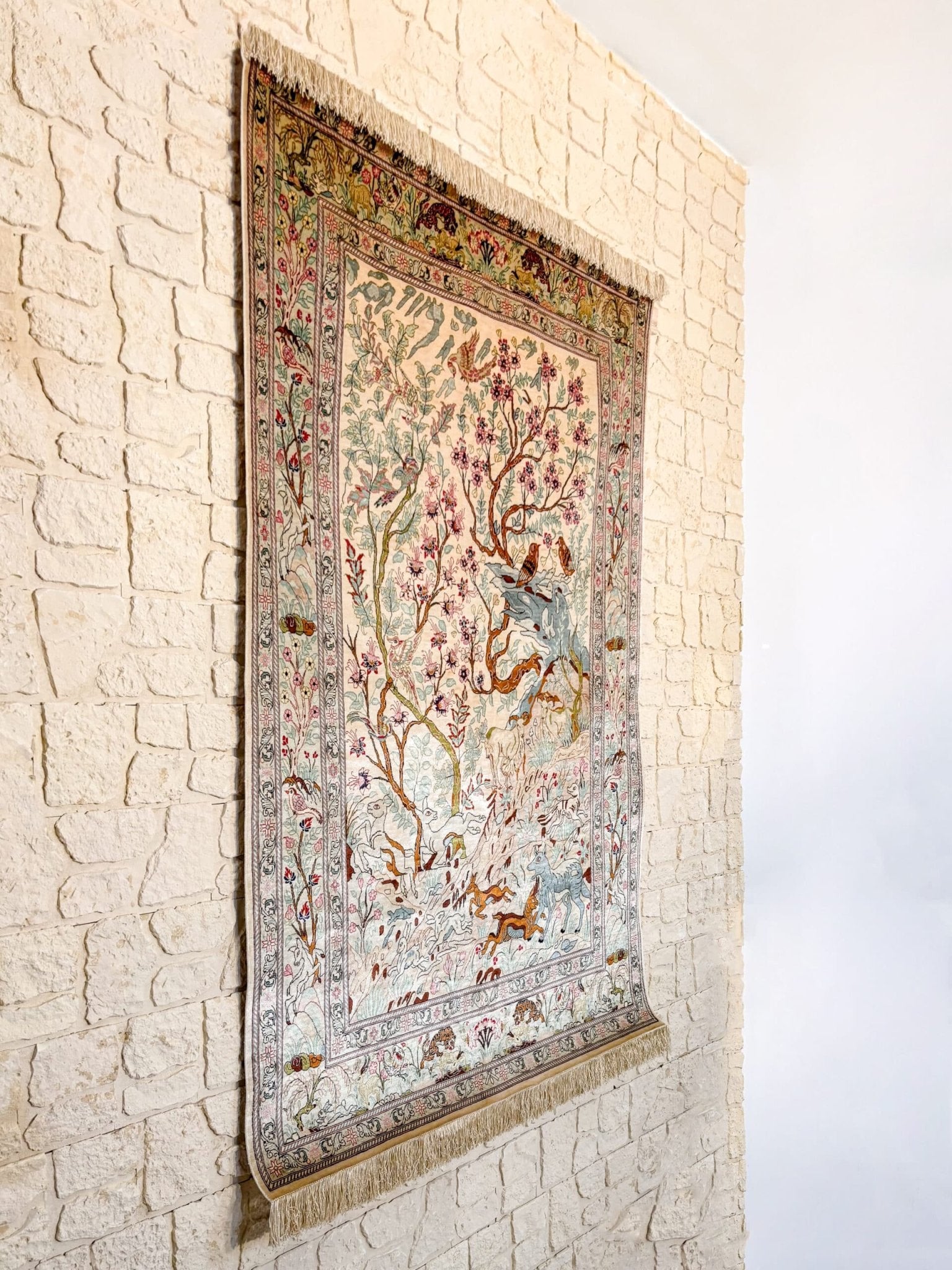 Tapis Ghoum Soie Iran Arbre de Vie 199x128cm