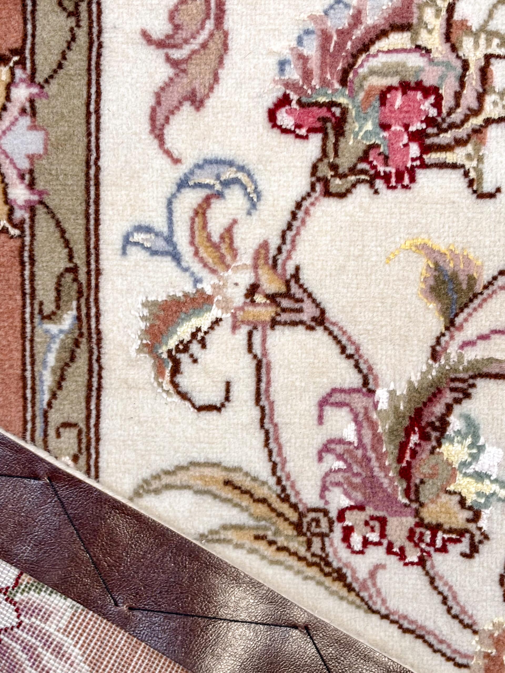 Tapis Couloir Tabriz 320x93 cm Fait Main Laine et Soie - Baba Rug