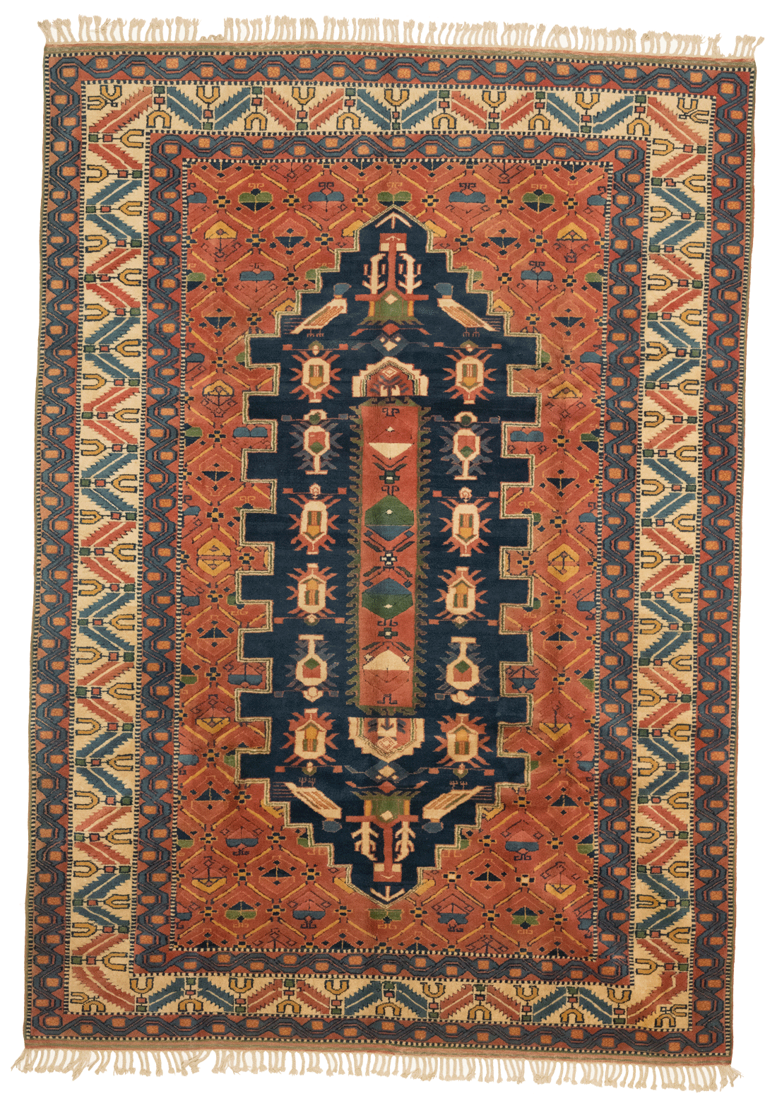 Tapis d'orient turc Uchak 336x235 cm fait main en laine - vue générale