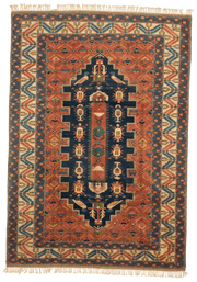 Tapis d'orient turc Uchak 336x235 cm fait main en laine - vue générale