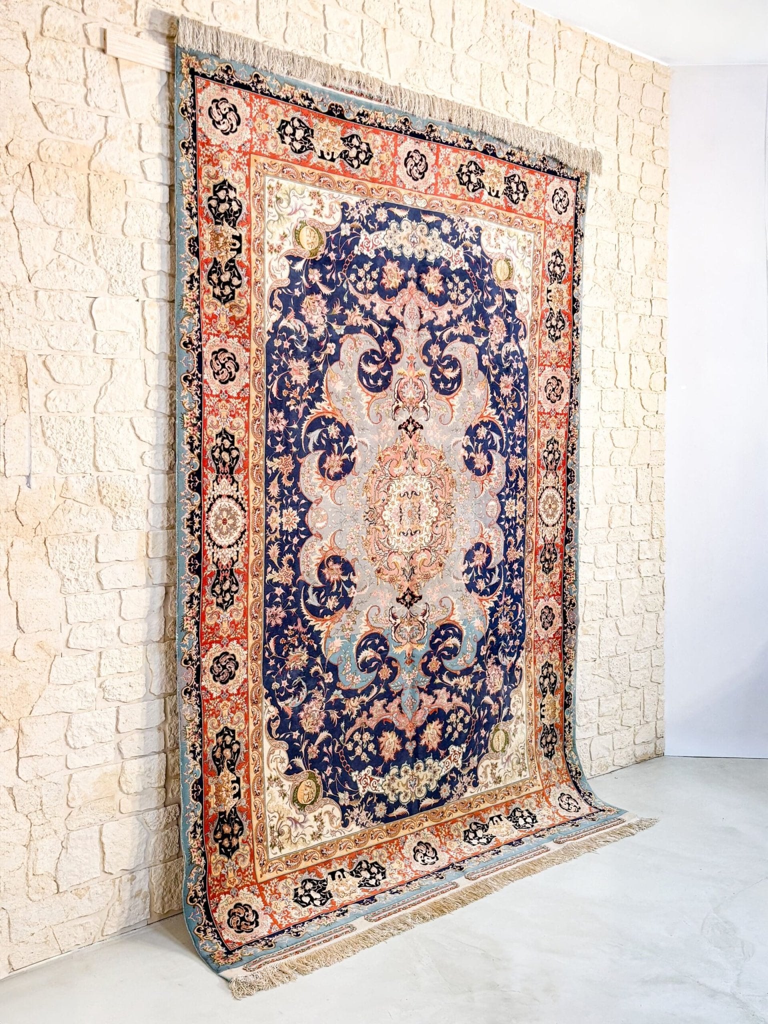 Tapis Tabriz 244x156 cm Fait Main Laine et Soie - Baba Rug