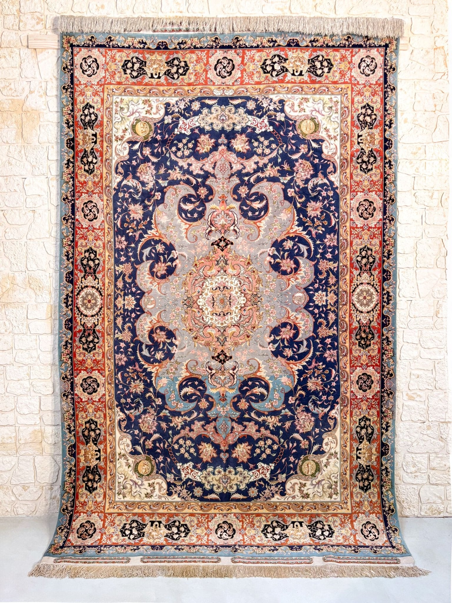 Tapis Tabriz 244x156 cm Fait Main Laine et Soie - Baba Rug