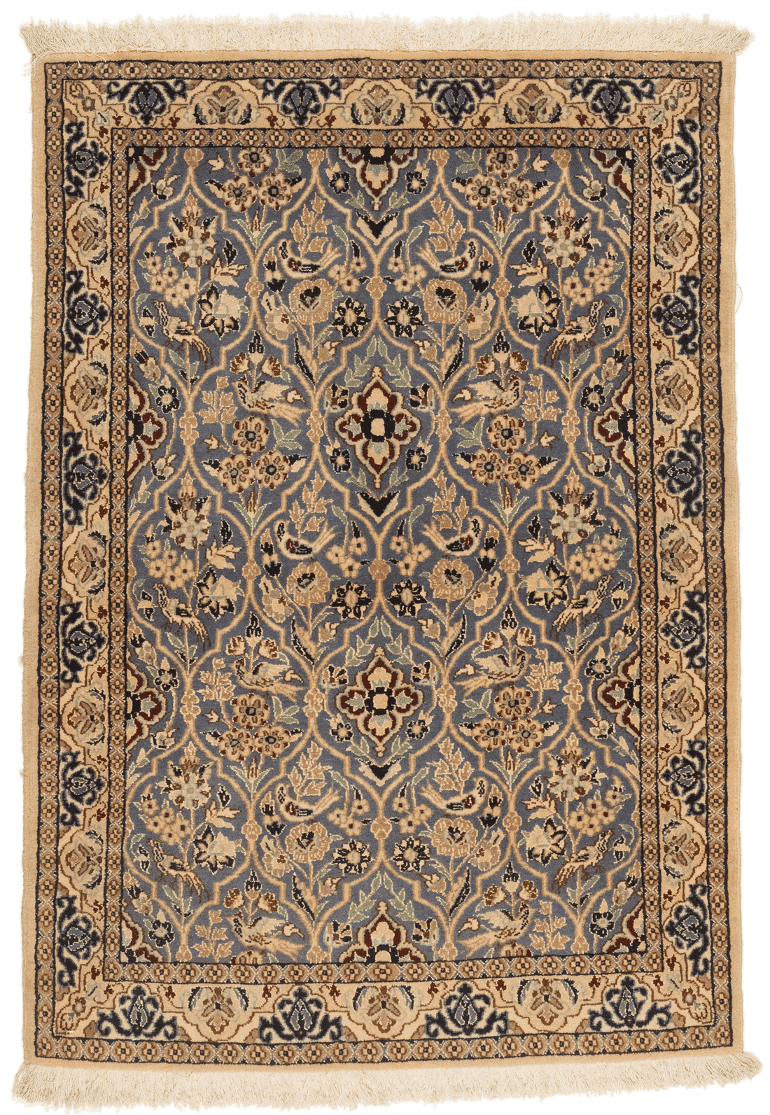 Tapis persan Naïn fait main 137x90 cm, laine naturelle et motifs fins traditionnels pour décoration intérieure
