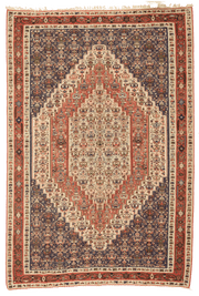 Tapis Kilim Senneh Iran avec médaillon 298x200cm fait main avec motifs persans traditionnels