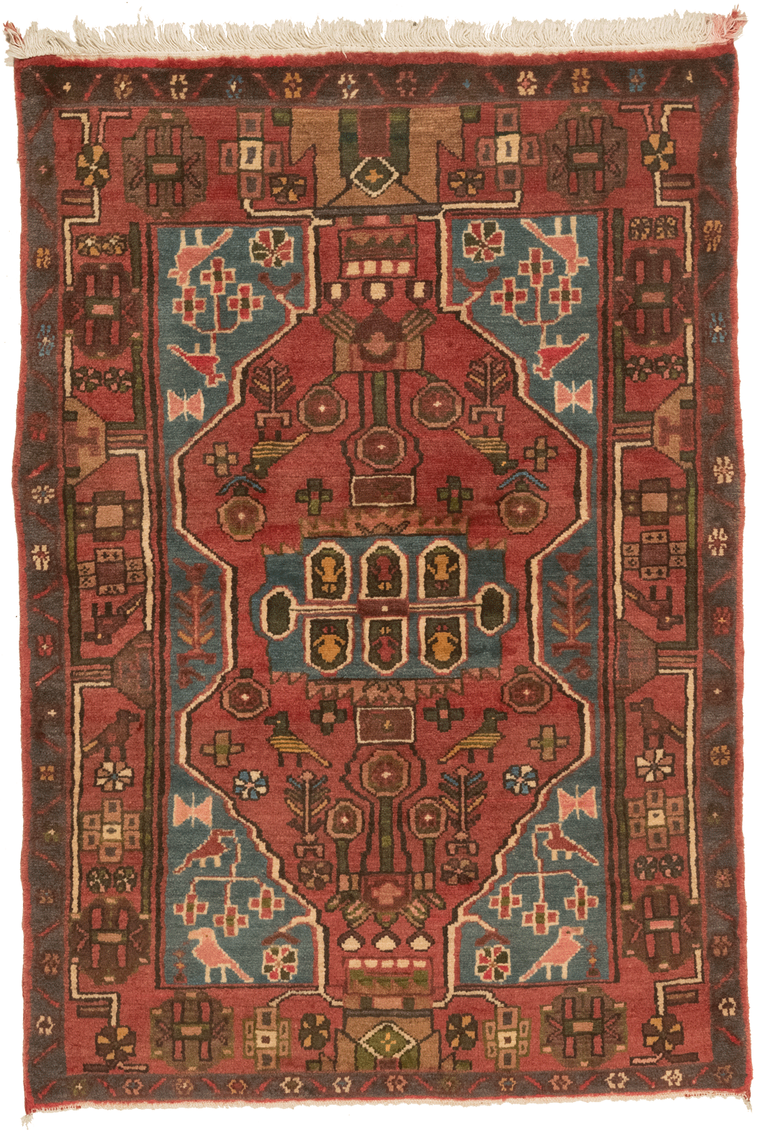 Tapis Hamadan Iran 151x105cm fait main avec motifs persans traditionnels
