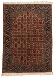 Tapis Nahavand Iran rose motifs géométriques 150x110cm fait main avec motifs persans traditionnels
