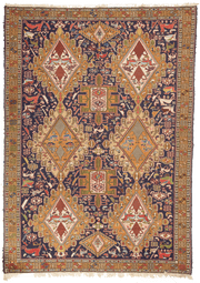 Tapis Kilim Soumak Iran avec médaillon 283x202cm fait main avec motifs persans traditionnels
