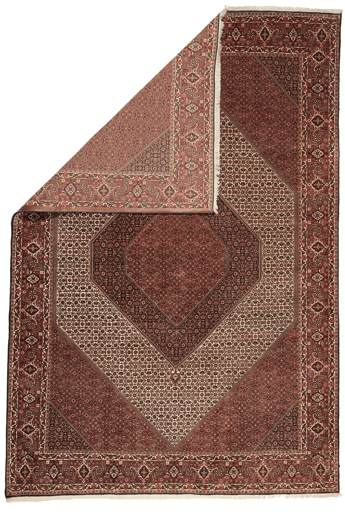 Texture et nouage dense d’un tapis Bidjar d’Iran fait main 365x246 cm