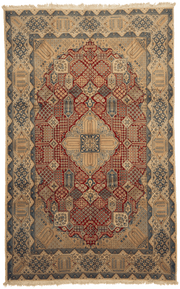 Grand tapis Naïn persan fond rouge 330x210 cm noué main laine motifs traditionnels Iran
