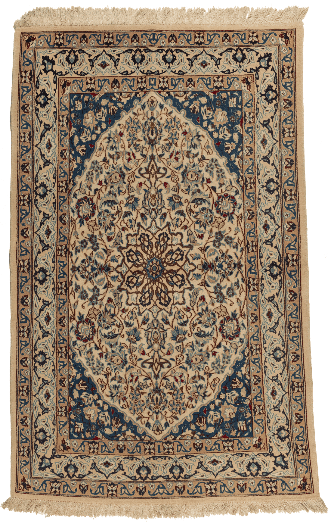 Tapis Naïn persan 190x110 cm noué main laine motifs traditionnels certificat origine Iran