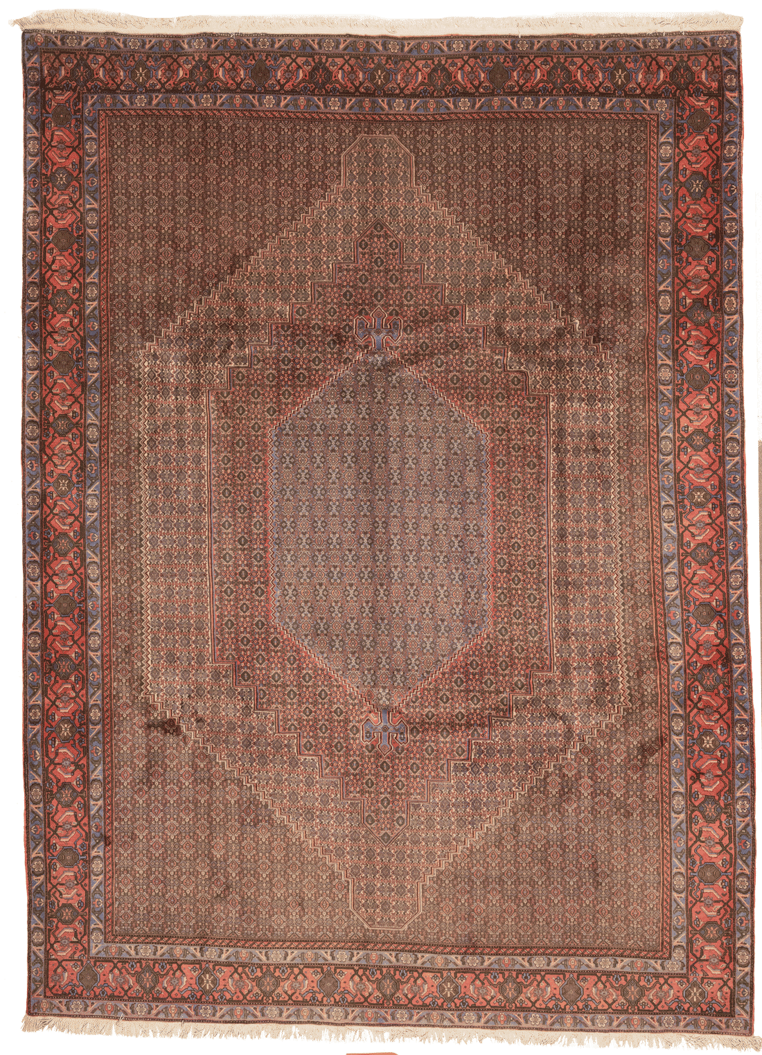 Tapis Senneh Iran avec médaillon 360x250cm fait main avec motifs persans traditionnels