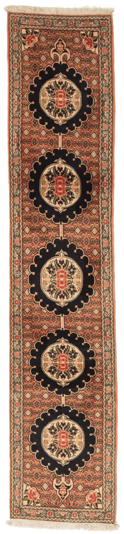 Tapis Senneh Iran de couloir avec médaillon 250x60cm fait main avec motifs persans traditionnels