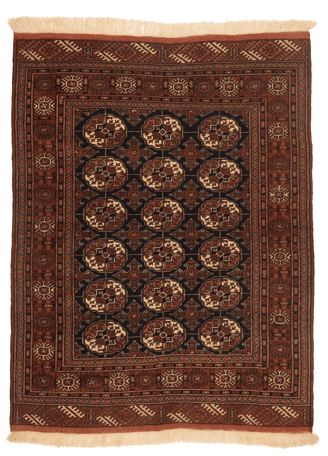 Tapis Turkaman Iran 150x117cm fait main avec motifs persans traditionnels
