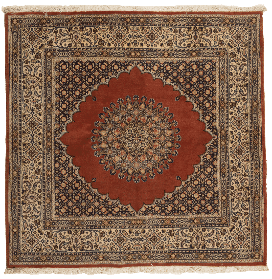 Tapis persan Moud carré fait main, format 150x150 cm, boutique Baba Rug à Paris 12