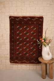 Tapis Turkaman Iran Laine Nouée Main 146x105cm