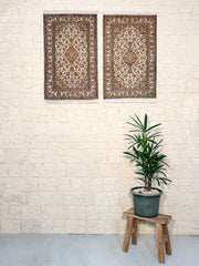 Paire de Tapis Cachemire Soie Fait Main 97x64cm