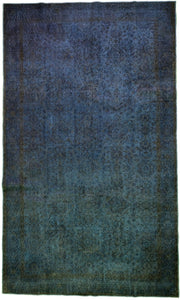 Tapis turcs Vintage fait main bleu, laine naturelle et motifs traditionnels pour décoration intérieure