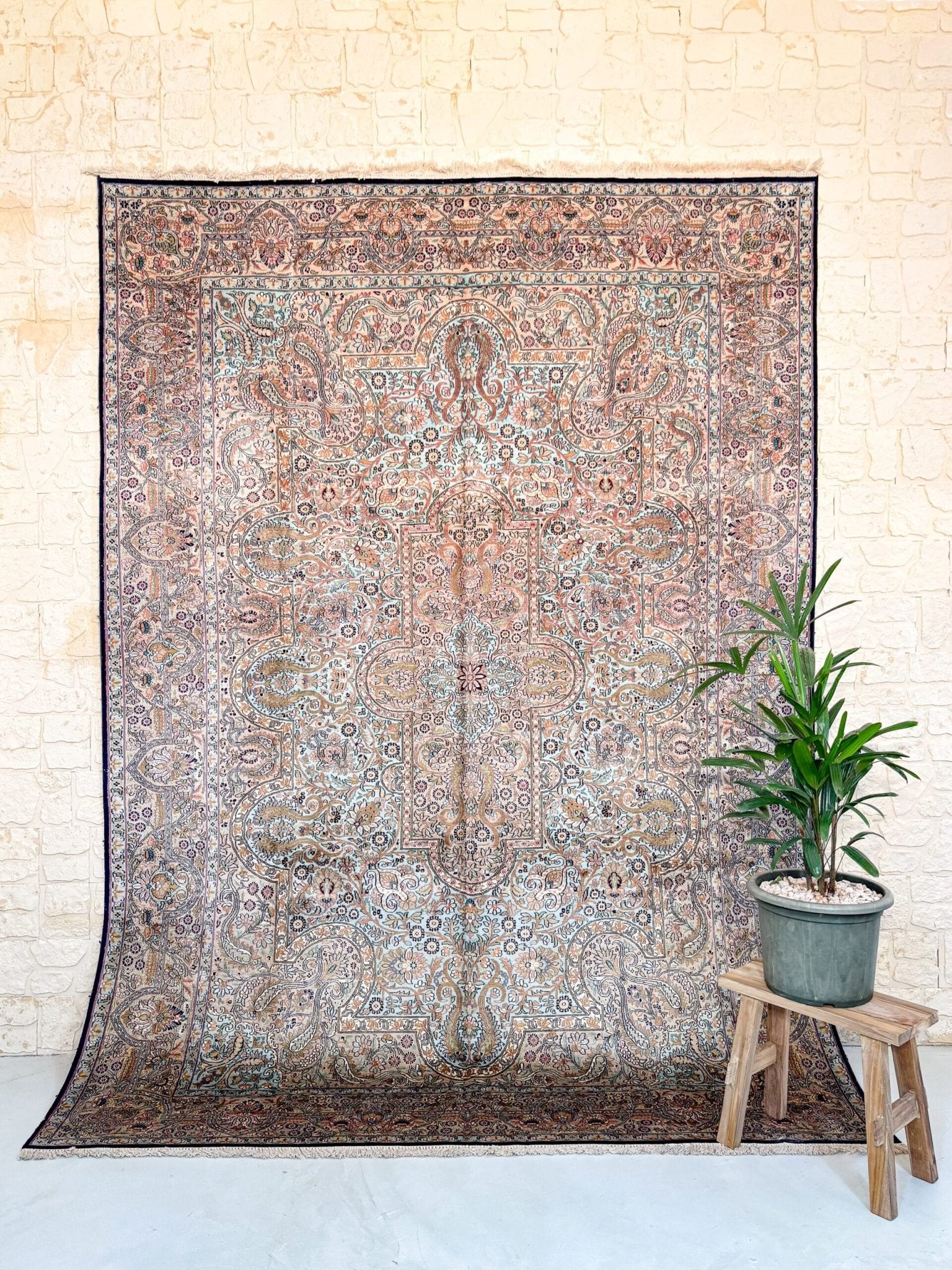 Tapis Cachemire Soie Fait Main 298x214cm - Baba Rug