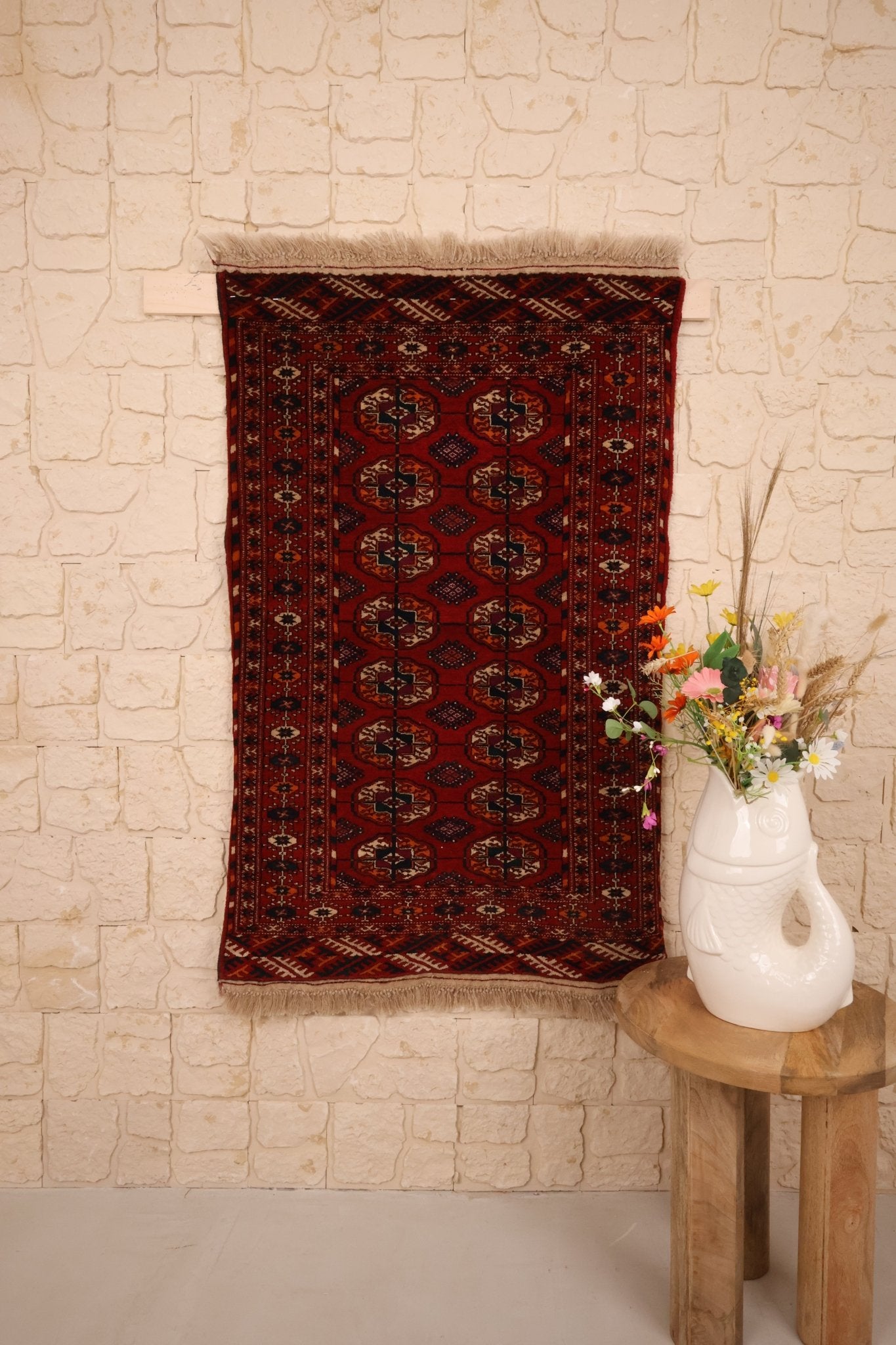 Tapis Russe Boukhara 125x79 cm – Laine Karakul & Trame en Poil de Chameau - Baba Rug