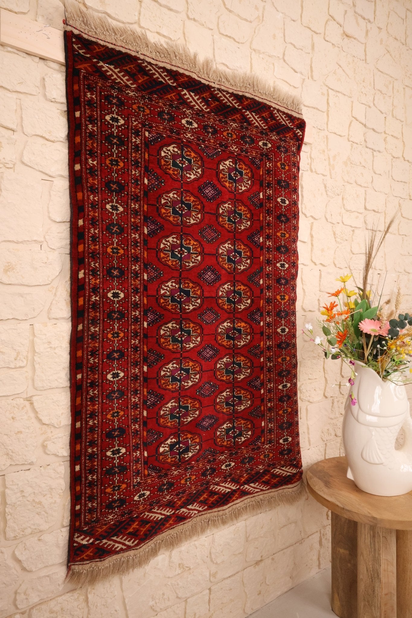 Tapis Russe Boukhara 125x79 cm – Laine Karakul & Trame en Poil de Chameau - Baba Rug