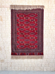 Tapis Yomut Russe 195x132cm fait main avec motifs traditionnels
