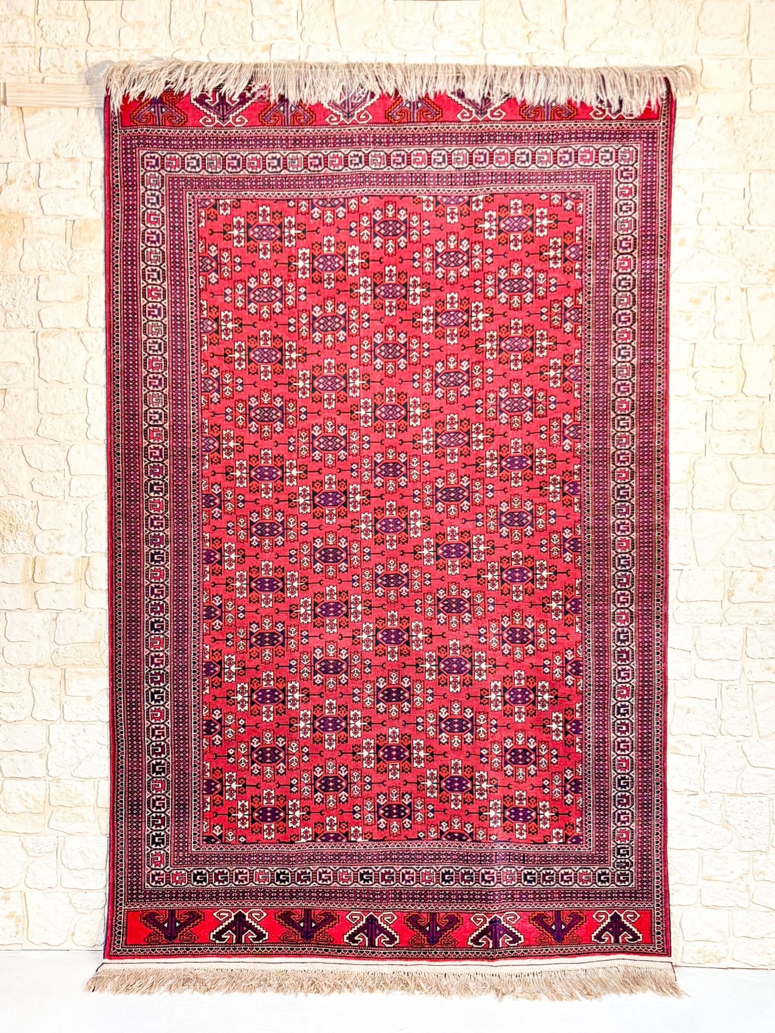 Tapis Yomut Russe 260x165cm fait main avec motifs traditionnels