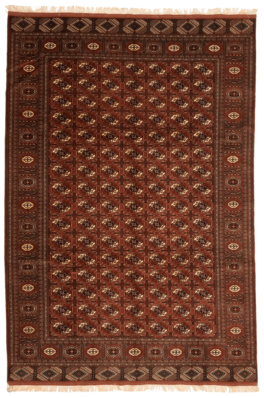 Tapis Turkaman Iran 302x205cm fait main avec motifs persans traditionnels