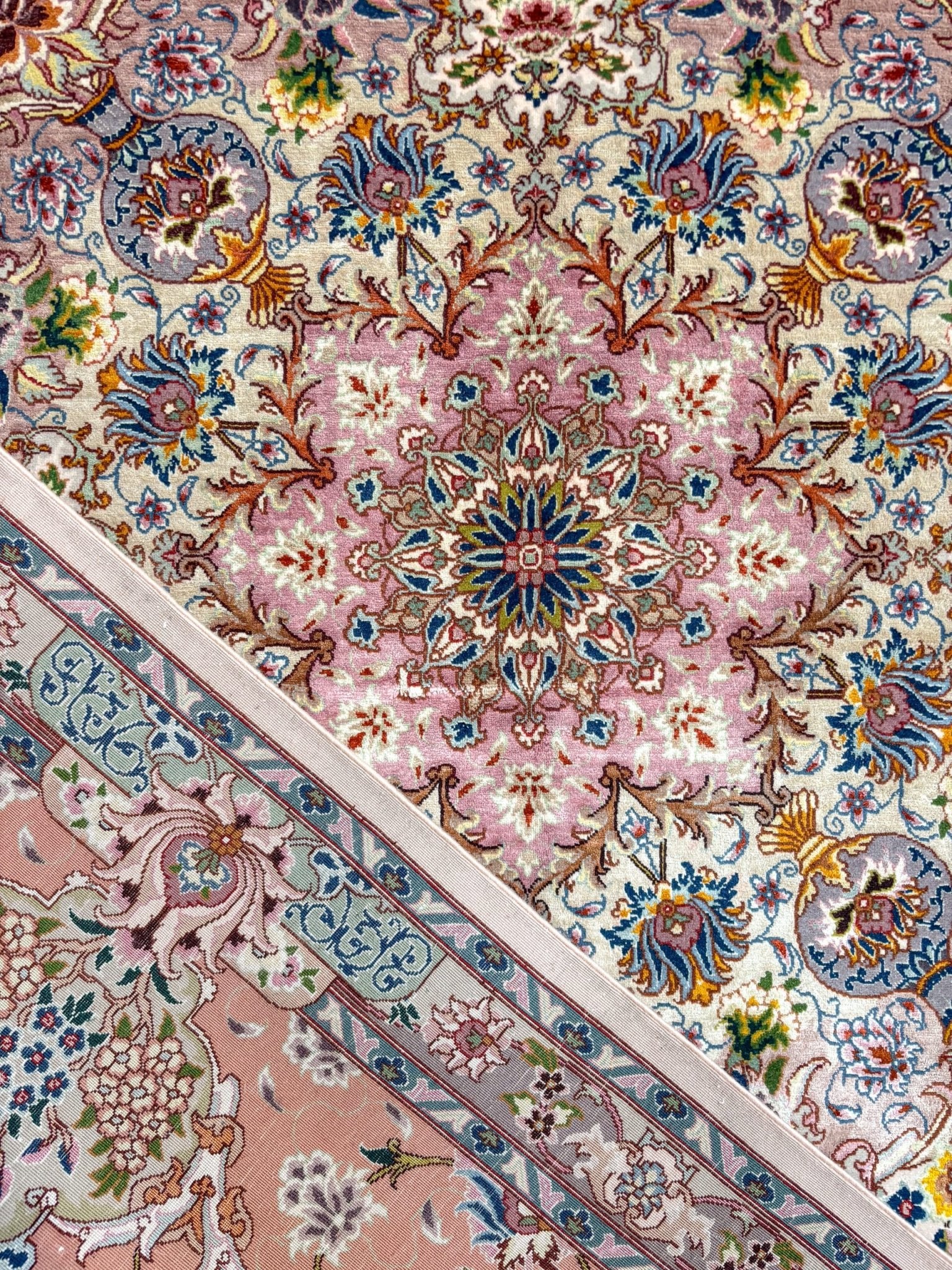 Tapis Tabriz 300x204 cm Fait Main Laine et Soie - Baba Rug