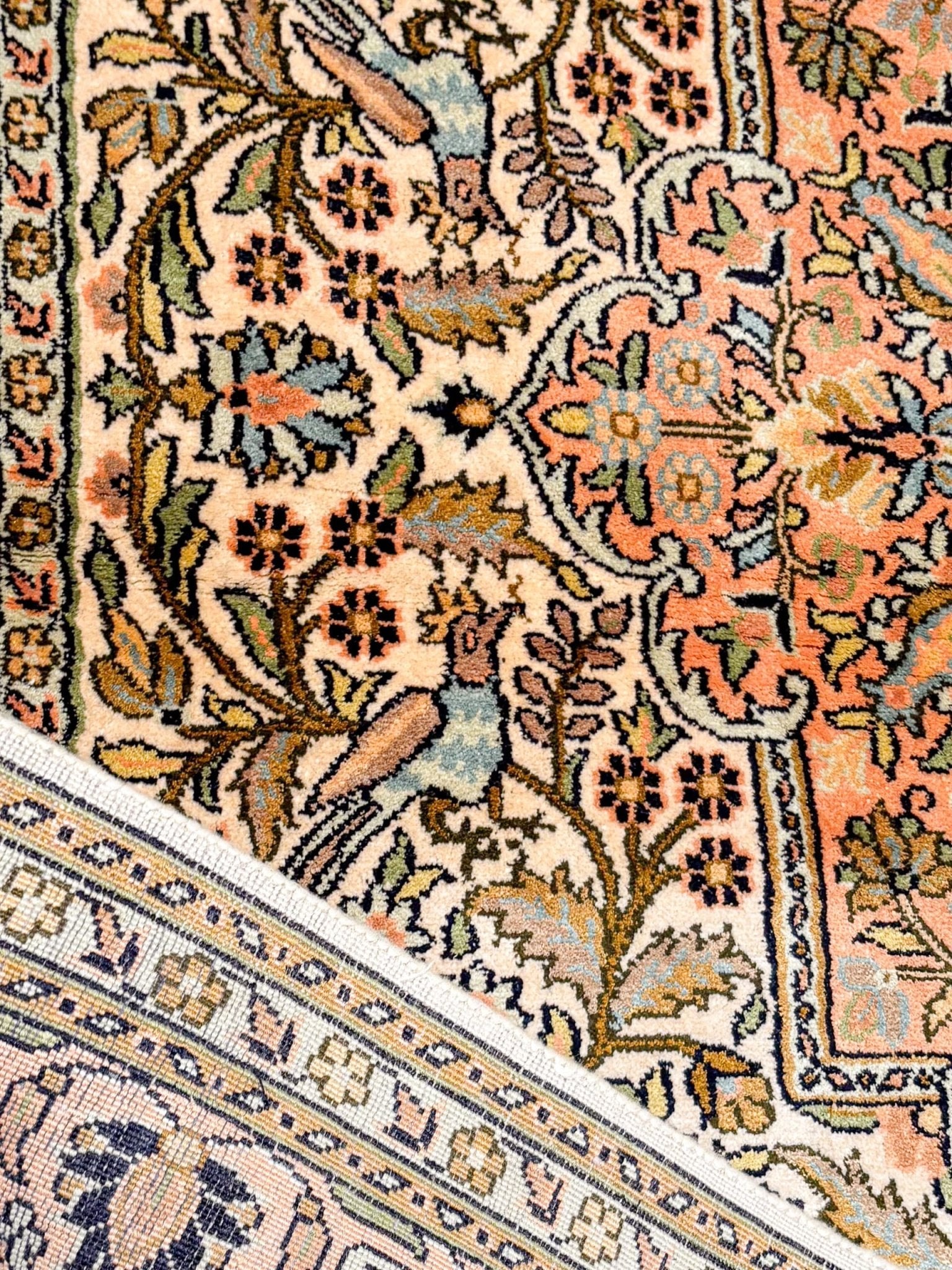 Tapis Cachemire Soie Naturelle Fait Main 146x91cm